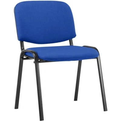 Image de Chaise Visiteur Empilable Ken Tissu I de Reception Confortable avec Dossier Pieds en Métal Robuste Couleur:, Couleur:Bleu