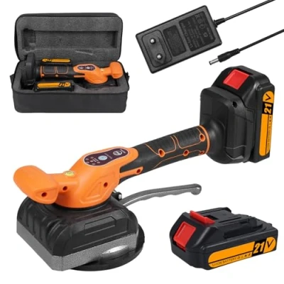 Image de Machine de nivellement pour carrelage sans fil 21 V 130 mm ventouse 0 13500 tr/min avec 2 piles, 5 vitesses réglables, haute capacité charge, agrandie niveau à bulle