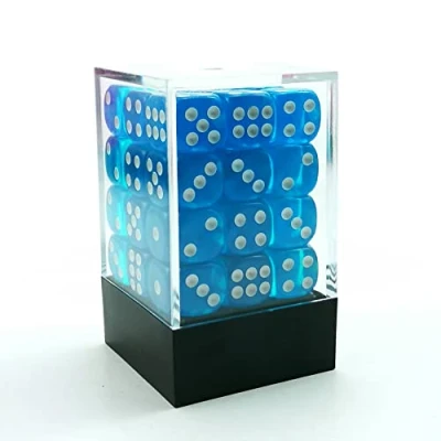 Image de Bescon 12mm 6 Sided Dice 36 in Brick Box, Six Die (36) Block of Dice, Translucent Lake Blue