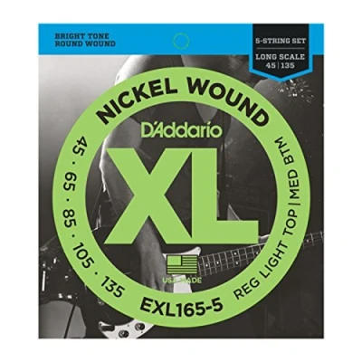 Image de D&#039;Addario Cordes Basse Bass Strings EXL165 5 Custom Light, 45 135 (5 String) Échelle Longue