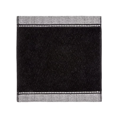 Image de MÖVE Brooklyn Serviettes Lavettes uni avec une large bordure à chevrons 30 x cm, Fabriqué en Allemagne, 85 % coton / 10 viscose pulpe de bambou 5 lin, Black (Noir)