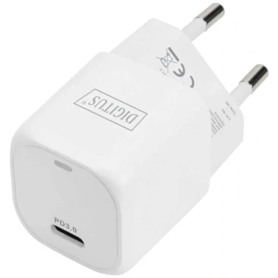 Image de DIGITUS Chargeur Universel 20 W 1 Port USB C Rapide Power Delivery (PD 3.0) pour iPhone, iPad, Samsung Galaxy, Pixel, Xiaomi, Motorola, Huawei Indicateur de Charge LED Blanc