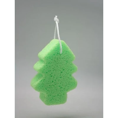 Image de martini SPA Xmas Collection Éponge corps souple en forme d&#039;arbre de Noël avec cordon polyuréthane Vert 15,5 x 12 4 cm, g, 1 unité