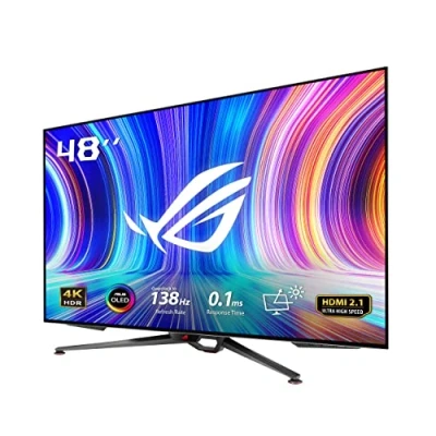 Image de ASUS ROG PG48UQ Ecran PC OLED Gaming 48&quot; 4K 16:9 0,1 ms 138Hz 3840 x 2160 Display Port, 2X HDMI 2.1, 2.0, 4X USB A Compatible G Sync HDR 10 Haut parleurs 2x10W PS5 et Xbox