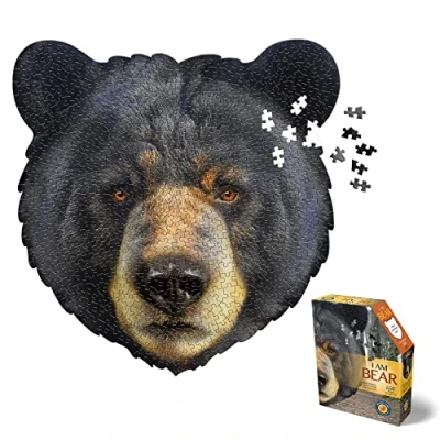 Image de Madd CAPP Puzzles I AM Bear 550 pièces Puzzle en Forme d&#039;animal 68,6 x 66 cm Noir