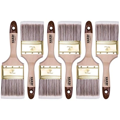 Image de HARDY WORKING TOOLS Set de pinceaux plats 6 pièces, pièces 75 mm largeur, peints avec manche en bois, vernis Série *45*, 6PCS, jeu A0205 450630