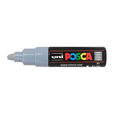 Image de uni ball Posca 181333 Marqueur Pointe Large Conique PC 7M, 4,5 5,5 mm, Gris