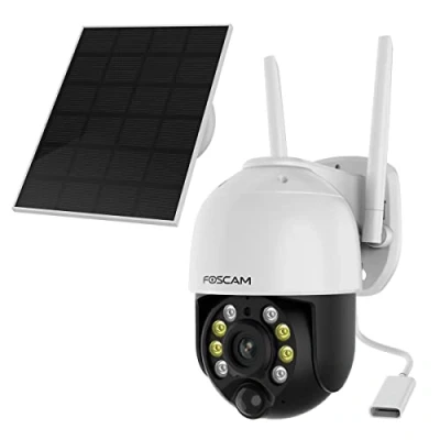 Image de Foscam B4 Caméra de Surveillance Wi FI 2K 4 MP à Piles avec Fonction panoramique et Inclinaison, Panneau Solaire Haute efficacité, Audio bidirectionnel, Vision Nocturne en Couleur, étanche IP65