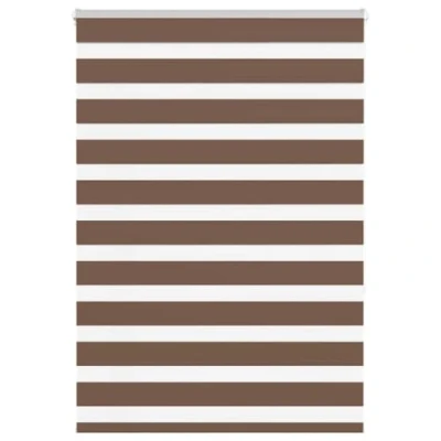 Image de vidaXL Store zèbre Marron 110x150cm Largeur du Tissu 105,9cm Polyester, à Enrouleur zébré, zébré pour fenêtre, vitre