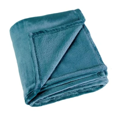Image de LINDER Plaid rectangulaire Doux et cocooning Coloris Bleu Pétrole 100% Polyester Dimensions 130x180cm Collection Cocoon