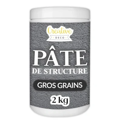 Image de Pâte de Structure CREATIVE DECO Gros Grains 2kg Gris Foncé à Relief pour Peinture Acrylique Texturée Effet 3D