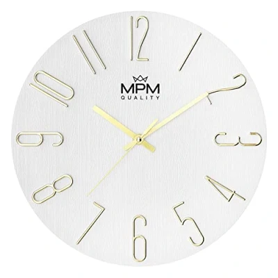 Image de MPM Quality Horloge Murale Design, Affichage de la Date, Chiffres 3D, Mouvement à Quartz précis, ∅ 305 mm, décoration Moderne pour Salon, Chambre ou Bureau