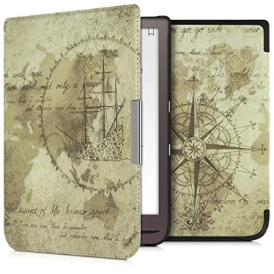 Image de kwmobile Étui Compatible avec Pocketbook InkPad 3/3 Pro/Color/Vivlio 3 Coque à Rabat magnétique Tablette eReader Similicuir Marron Clair