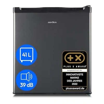 Image de MEDION mini réfrigérateur (avec compartiment à glace, 41 litres de volume utile, petit, pieds réglables en hauteur, pour boissons aliments charnière porte réversible, MD37724)