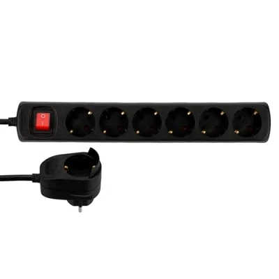 Image de REV Rallonge multiprise 6+1x 2m noir Powersplit