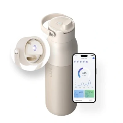 Image de LARQ Bouteille PureVis 2 1 L d’eau auto nettoyante avec purificateur UV, acier inoxydable isolé, application de suivi, réutilisable, Garantie an, Mojave Dune