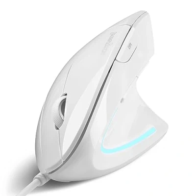 Image de perixx PERIMICE 513W Souris USB Verticale Filaire Blanche 6 Boutons 1000/1600 DPI Droitier