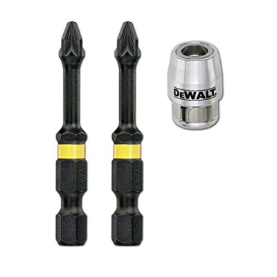 Image de DeWalt DT70535T QZ Puntas Torsión de Impacto 2 x Pz2 y adaptador magnético con bloqueo Jaune/Noir 50 mm