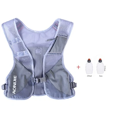 Image de AONIJIE Poids léger Sac à Dos d&#039;hydratation de randonnée en Plein air Marathon Vest Climbing Cycling Backpack avec 2 Bouteilles 250 ML (Gris)