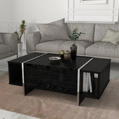 Image de Table basse Tavak noir argent 104 x 60 38 cm