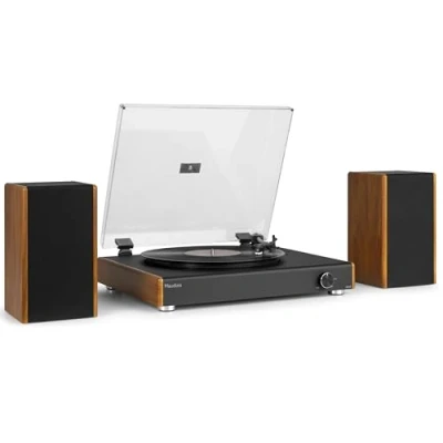 Image de Audizio RP335 Platine Vinyle Bluetooth avec Enceintes 2x40W, Design Élégant, Lecture USB, 3 Vitesses, Fonction Enregistreur, Idéal pour Les Audiophiles et Collectionneurs de Vinyles
