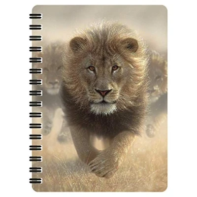 Image de 3D LiveLife Bloc note Course du Lion de Deluxebase. Carnet à Spirale A6 Art Lenticulaire pages vierges en papier recyclé. Illustrations sous licence l&#039;artiste renommé Collin Bogle