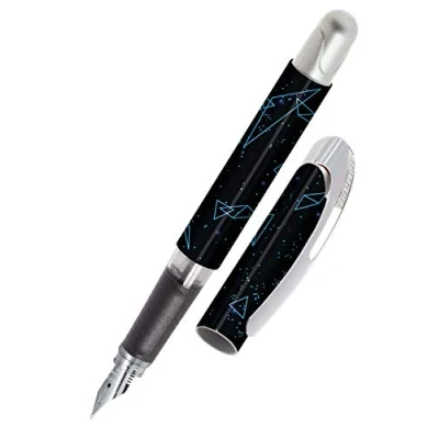 Image de Online College Beyond Stylo Plume pour droitier Poignée ergonomique en iridium moyenne de qualité supérieure Cartouches d&#039;encre standard Avec cartouche combinée bleue Convient aux