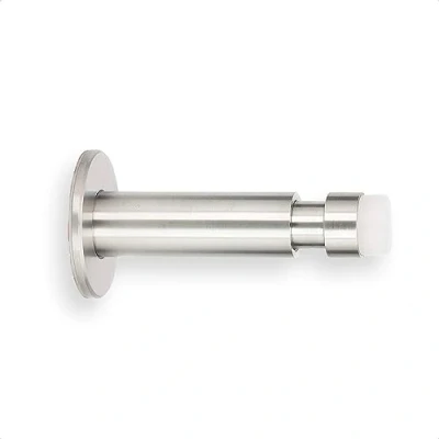 Image de EVI HERRAJES Butée de porte murale réglable en laiton double adhésif ou avec bande fond (Acier Inoxydable Blanc Caoutchouc)