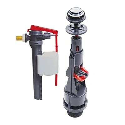 Image de Wirquin 10723887 chasse d&#039;eau wc complète mécanisme double Aquacontrol &amp; robinet flotteur à alimentation latérale Jollyfill, gris