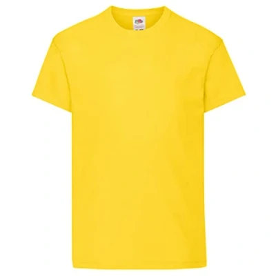 Image de Fruit of the Loom T Shirt à Manches Courtes Enfant Unisexe (9 11 Ans) (Jaune)