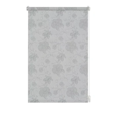 Image de GARDINIA Store Enrouleur à Broderies Coller ou Clipser, pour Lumière du Jour, Opaque, Kit de Montage Inclus, Décor EASYFIX, Argenté, 75 x 150 cm (LxH)