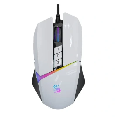Image de Bloody W60Max Souris de jeu filaire RVB FPS 10 000 CPI, tous les boutons programmables, taux rapport 2 Hz, 250 IPS, mémoire intégrée 4 m (Pandawhite)