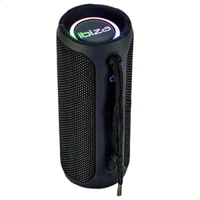 Image de Ibiza BULLET20 Baffle portable Bluetooth 360 de 20W, sur batterie avec anneaux lumineux LED et fonction TWS Noir