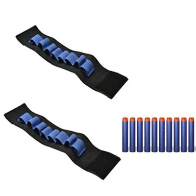 Image de 2 Sangle Poignet + 50 Fléchettes Nerf 7.2cm,Mousse Recharge de Bleu,Darts en Mousse Munitions pour Pistolets Blaster Pistolet Jouet Enfants,Accessoires Convient N Strike Elite Mega
