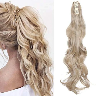 Image de SEGO Postiche Queue de Cheval Blonde Bouclé Fausse Ondulé Extension Ponytail Attaché Par Pince 60 CM Blond Foncé Mèche Blanchi