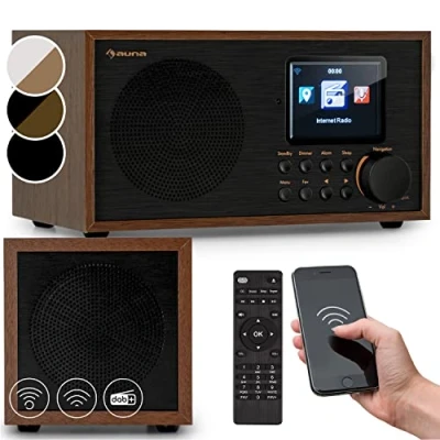 Image de Auna Silver Star Radio Portable Bluetooth et Rechargeable, Poste Numérique Dab/Dab+/FM/Streaming, Mini Portables Stéréo, Écran HCC, 5h d&#039;Autonomie, FM, Alarme de Réveil