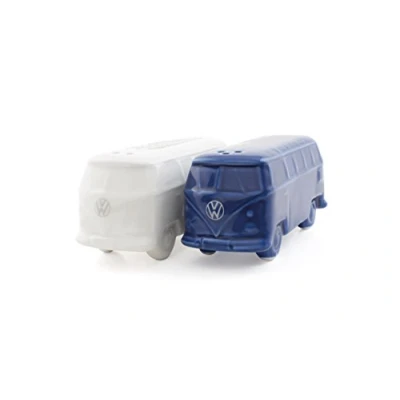 Image de BRISA VW Collection Salière et poivrière en céramique au design T1 Combi 2 pièces (Classic Bus/Blanc &amp; Bleu)