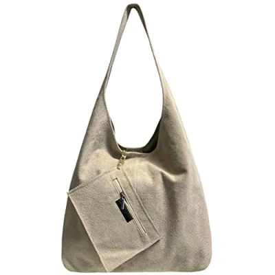 Image de Modarno sac à bandoulière pour femme en daim pochette, cuir véritable femme, beige