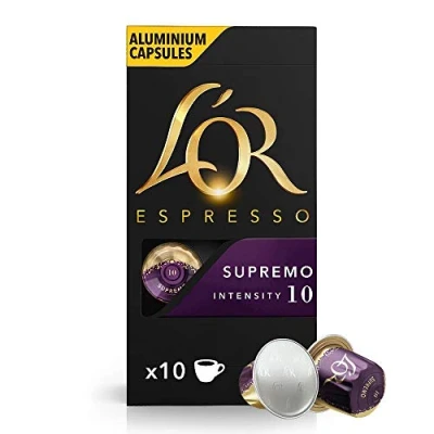 Image de L&#039;OR Espresso Supremo Lot de 10 dosettes café Intensity (100 capsules au total)
