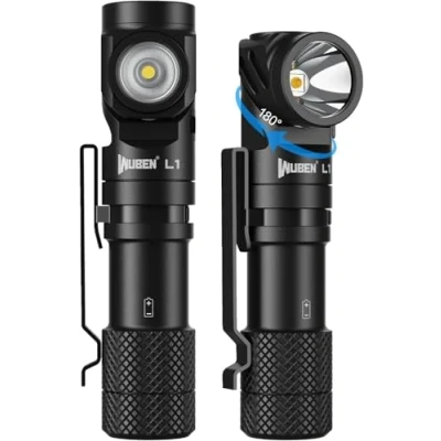Image de WUBEN L1 Lampe Torche LED Ultra Puissante, 2000 Lumens de Poche, Double Source Lumière Rechargeable USB, IP68 Étanche Tactique Torches, 6 Modes Flashlight pour Camping Randonnée Urgence(519A)