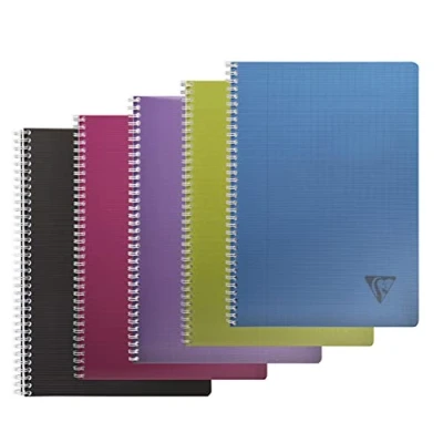 Image de Clairefontaine 329115C Collection Linicolor Intensive Un Cahier à Spirale A4 21x29,7 cm 100 Pages Grands Carreaux Papier Blanc 90 g Couverture Polypro Transparent Couleur Aléatoire