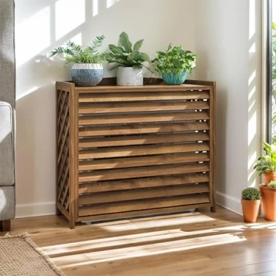 Image de Cache Climatiseur Exterieur Bois Clim Protection Pompe A Chaleur Extérieur Housse Unité Climatisation Protéger Pour Cacher La À