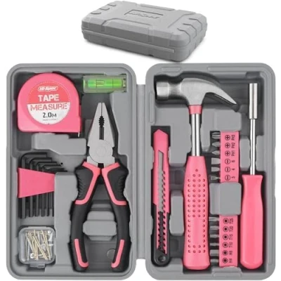 Image de Hi Spec Ensemble d&#039;Outils 25 Pièces Rose DIY Kit de Démarrage pour Femmes Bricoleuses