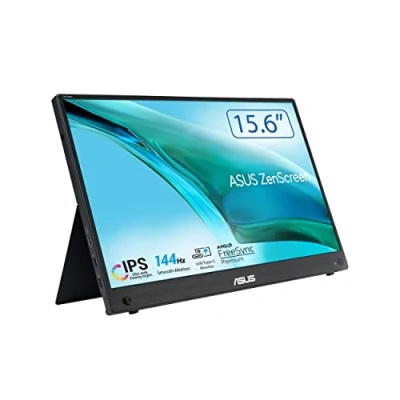 Image de ASUS ZenScreen MB16AHG Ecran PC Portable 15,6&quot;, FHD 1920 x 1080, Télétravail, IPS, 144Hz, USB C, Mini HDMI, Freesync Premium, Pied ergonomique, Filtres lumière bleu, pour notebook et console
