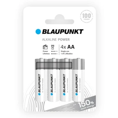 Image de BLAUPUNKT AA Piles alcalines, Paquet de 4, idéales pour Les horloges murales et télécommandes, LR6BPO/4CP