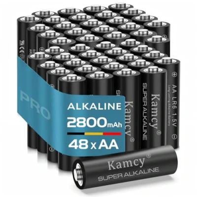 Image de Piles AA Lot de 48 KAMCY Batteries Alcalines LR6 1,5v Longue durée Jetables pour Jouet, Réveil, Télécommande Portable et d&#039;autres Dispositifs Quotidiens, Ultra Puissante