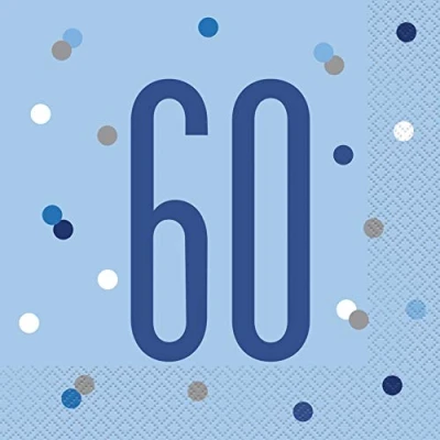 Image de Unique Party Serviettes de Table en Papier, 83560, Bleu/argenté