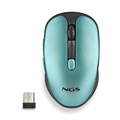 Image de NGS Evo Rust Ice Souris sans Fil Rechargeable 2,4 GHz pour Ordinateur/MacBook/PC/Mac/iPad/Tablette, Touches Silencieuses, 3 Niveaux de Résolution:800/1200/1600, Conçue Les Droitiers, Bleu