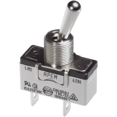 Image de APEM Interrupteur à Levier 1 x (on)/Off/(on) 637NH/2 250 V/AC 10 A momentané/0/momentané pc(s)