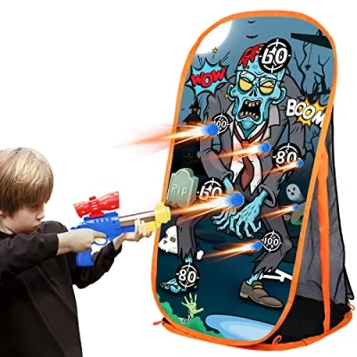 Image de Jeu De Cible Tir pour Enfants Garçons, Jouets Pistolets Nerf Zombie avec Filet, d&#039;Intérieur Et d&#039;Extérieur, Cadeaux Garçons Filles 5 6 7 8 9 10 Ans Plus